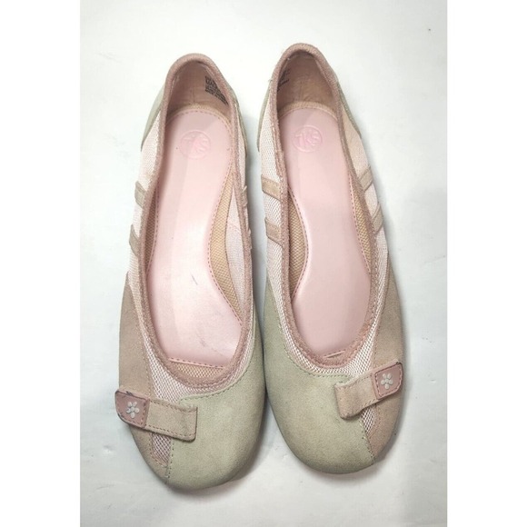 EUC TKS Pink Suede Mesh Sport Casual Maggie 562 Ballerina Fats Sz 6 Girls Shoes - Picture 4 of 8